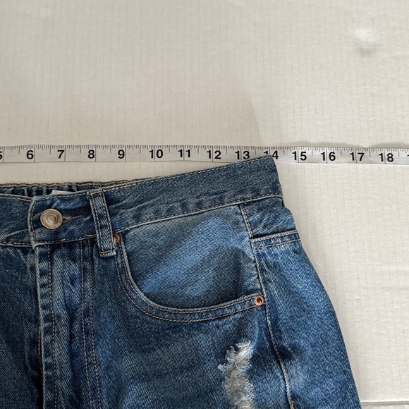 Wax Jean Distressed Women's Blue Denim Jeans Medium with Vintage Aesthetic - Picture 9 of 9